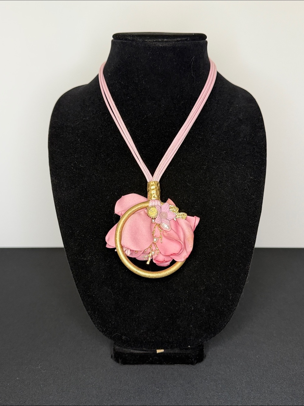 Pink Flower Statement Necklace
